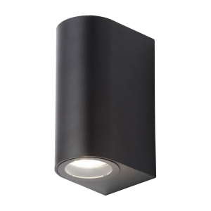 Forum Lighting CZ-35705-BLK Iona Black IP44 Up + Down GU10 Tubular Wall Light - Requires 2 x 5W GU10 LED Lamps 240V