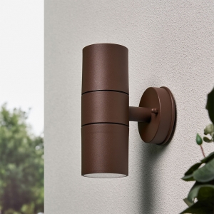 Forum Lighting CZ-37502-RUST Arbo Rust Carbon Fibre IP44 Up + Down GU10 Tubular Wall Light - Requires 2 x 7W GU10 LED Lamps 240V