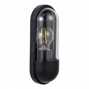 Forum Lighting CZ-38639-BLK Pilule Black IP54 Wall Light With Multiple Mounting Options & Clear Diffuser - Requires 1 x 10W GLS ES LED Lamp 240V