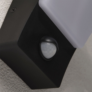 Forum Lighting CZ-44226-BLK Batsu Black IP65 12W 1200Lm Curved LED Wall Light With PIR & Opal Diffuser 240V