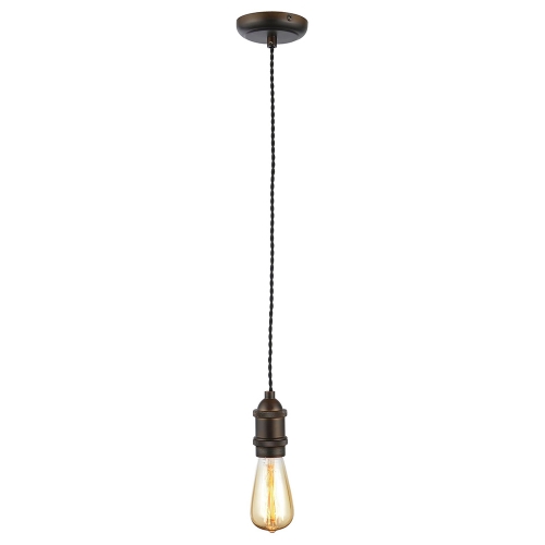 Forum Lighting INL-27988-BRZ Dale Bronze IP20 1m Vintage Styled Pendant Set With Black Twisted Cable - Requires 1 x 6W ST64 ES LED  Lamp 240V