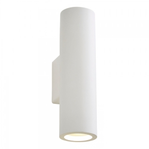 Forum Lighting INL-37225 Carmona White Plaster IP20 Up + Down GU10 Tubular Wall Light (Can Be Painted) - Requires 2 x 7W GU10 LED Lamps 240V
