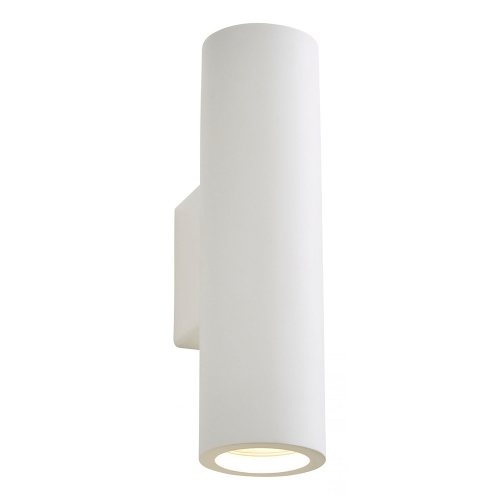 Forum Lighting INL-37225 Carmona White Plaster IP20 Up + Down GU10 Tubular Wall Light (Can Be Painted) - Requires 2 x 7W GU10 LED Lamps 240V