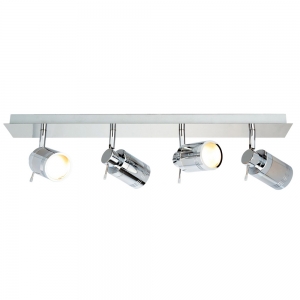 Forum Lighting  SPA-22560 Scorpius Chrome IP44 Four Light GU10 Light Bar Spotlight With 4 x Adjustable Spotlight Heads - Requires 4 x 7W GU10 LED Lamps 240V