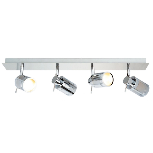 Forum Lighting  SPA-22560 Scorpius Chrome IP44 Four Light GU10 Light Bar Spotlight With 4 x Adjustable Spotlight Heads - Requires 4 x 7W GU10 LED Lamps 240V
