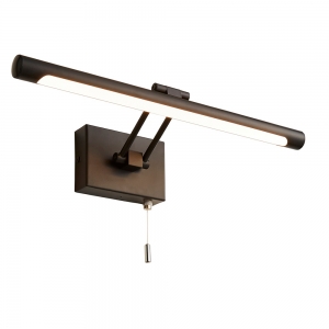 Forum Lighting SPA-30993-MBLK Chai Matt Black IP44 8W 395Lm Modern Styled LED Picture/Mirror Light With Warm White 3000K LEDs, Opal Diffuser & Pullcord Switch 240V