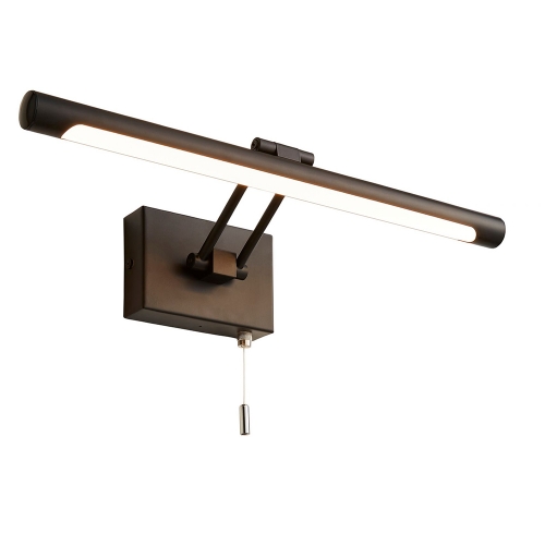 Forum Lighting SPA-30993-MBLK Chai Matt Black IP44 8W 395Lm Modern Styled LED Picture/Mirror Light With Warm White 3000K LEDs, Opal Diffuser & Pullcord Switch 240V
