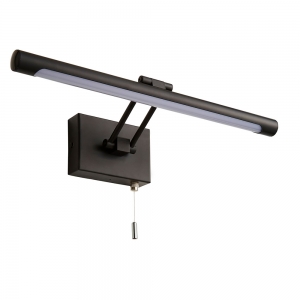 Forum Lighting SPA-30993-MBLK Chai Matt Black IP44 8W 395Lm Modern Styled LED Picture/Mirror Light With Warm White 3000K LEDs, Opal Diffuser & Pullcord Switch 240V