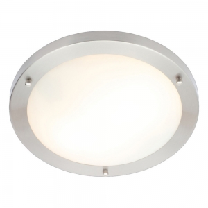 Forum Lighting SPA-34050-CHR Delphi Chrome IP44 Flush Ceiling Light With Glass Opal Diffuser - Requires 2 x 10W GLS ES LED Lamp 240V