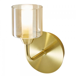 Forum Lighting SPA-35811-CHAMP Patras Satin Brass IP44 Wall Light With Champagne Glass Shade - Requires 1 x 3W G9 LED Lamps 240V