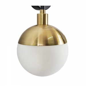 Forum Lighting SPA-35812-BLK Lille Black + Satin Brass IP44 2 Wall Light With Globe Opal Glass Shades - Requires 2 x 3W G9 LED Lamps 240V
