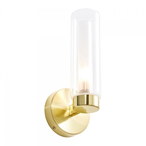 Forum Lighting SPA-35843-SBRS Sparti Satin Brass IP44 Wall Light With Clear Shade - Requires 1 x 3W G9 LED Lamps 240V