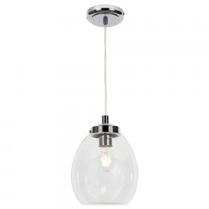 Forum Lighting SPA-41223-CHR Tulip Chrome IP44 Semi-Flush/Pendant Ceiling Light With Clear Tulip Shaped Glass Shade - Requires 1 x 10W GLS ES LED Lamp 240V