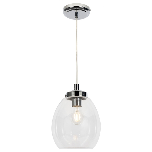 Forum Lighting SPA-41223-CHR Tulip Chrome IP44 Semi-Flush/Pendant Ceiling Light With Clear Tulip Shaped Glass Shade - Requires 1 x 10W GLS ES LED Lamp 240V