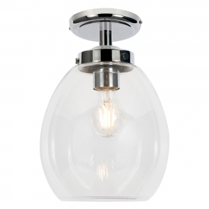 Forum Lighting SPA-41223-CHR Tulip Chrome IP44 Semi-Flush/Pendant Ceiling Light With Clear Tulip Shaped Glass Shade - Requires 1 x 10W GLS ES LED Lamp 240V