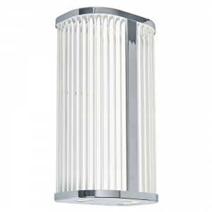 Forum Lightng SPA-44379-CHR Nayru Chrome IP44 8W 710Lm 2CCT LED Wall Light With Opal Ribbed Shade & Cool (4000K) + Warm (3000K) White LEDs 240V