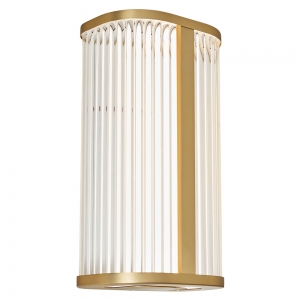 Forum Lightng SPA-44380-SBRS Nayru Satin Brass IP44 8W 710Lm 2CCT LED Wall Light With Opal Ribbed Shade & Cool (4000K) + Warm (3000K) White LEDs 240V