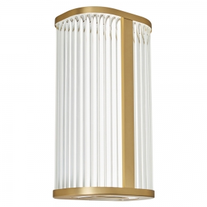 Forum Lightng SPA-44380-SBRS Nayru Satin Brass IP44 8W 710Lm 2CCT LED Wall Light With Opal Ribbed Shade & Cool (4000K) + Warm (3000K) White LEDs 240V