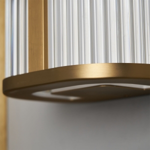 Forum Lightng SPA-44380-SBRS Nayru Satin Brass IP44 8W 710Lm 2CCT LED Wall Light With Opal Ribbed Shade & Cool (4000K) + Warm (3000K) White LEDs 240V
