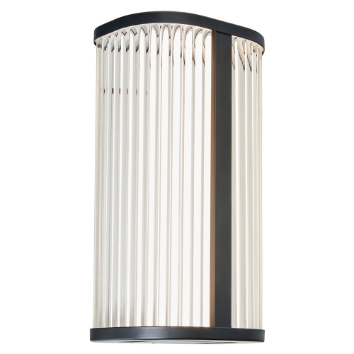 Forum Lightng SPA-44381-MBLK Nayru Matt Black IP44 8W 710Lm 2CCT LED Wall Light With Opal Ribbed Shade & Cool (4000K) + Warm (3000K) White LEDs 240V