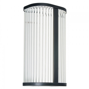 Forum Lightng SPA-44381-MBLK Nayru Matt Black IP44 8W 710Lm 2CCT LED Wall Light With Opal Ribbed Shade & Cool (4000K) + Warm (3000K) White LEDs 240V