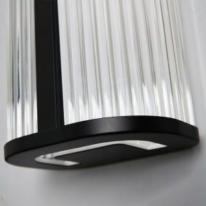 Forum Lightng SPA-44381-MBLK Nayru Matt Black IP44 8W 710Lm 2CCT LED Wall Light With Opal Ribbed Shade & Cool (4000K) + Warm (3000K) White LEDs 240V