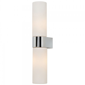 Forum Lightng SPA-44384-CHR Cuco Chrome IP44 LED Tubular Wall Light With Opal Glass Shades - Requires 2 x 3W G9 LED Lamps 240V