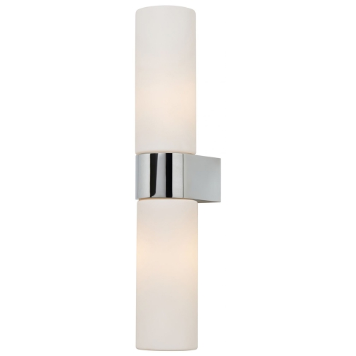 Forum Lightng SPA-44384-CHR Cuco Chrome IP44 LED Tubular Wall Light With Opal Glass Shades - Requires 2 x 3W G9 LED Lamps 240V