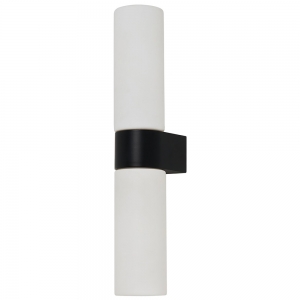 Forum Lightng SPA-44385-MBLK Cuco Matt Black IP44 LED Tubular Wall Light With Opal Glass Shades - Requires 2 x 3W G9 LED Lamps 240V
