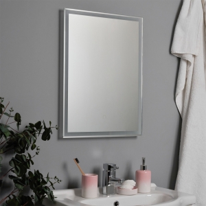 Forum Lighting SPA-44388 Exe Mirrored Glass IP44 36.2W 1217Lm  Illuminated LED Bathroom Mirror Light With Cool White 4000K LEDs, ON/OFF Touch Switch & Demist Pad 240V