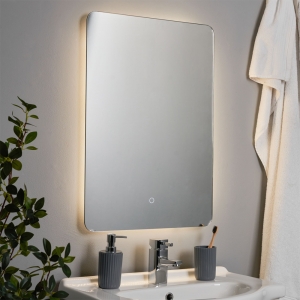 Forum Lighting SPA-44393 Mar Mirrored Glass IP44 41W 1319Lm  Illuminated LED Bathroom Mirror Light With Cool White 4000K LEDs, ON/OFF Touch Switch & Demist Pad 240V