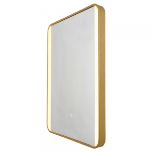 Forum Lighting SPA-44483 Lori Satin Brass IP44 13W 469Lm Illuminated LED Bathroom Mirror Light With Cool White 4000K LEDs, ON/OFF Touch Switch & Demist Pad 240V