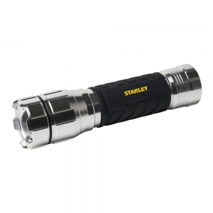 Stanley SXLS43184E Aluminium IPX4 1000Lm 100m Beam Distance LED Hand Torch With Daylight White 6000K LEDs, Adjustable Zoom, 3 Power Settings & 4 x AA Duracell Batteries
