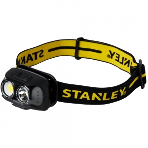 Stanley SXLS43188E IP44 650Lm 110m Beam Distance Rechargeable LED Head Torch With Wave Sensor Control, 5 Power Settings & USB Type C Charging Port & Cable