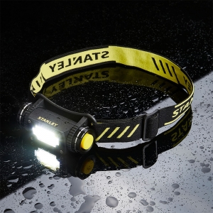 Stanley SXLS50100E IP20 300Lm 25m Beam Distance LED Head Torch With Adjustable Head Strap, 2 Power Settings & 3 x AAA Duracell Batteries