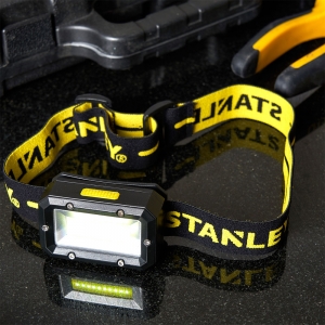 Stanley SXLS50109E IP44 300Lm Rechargeable LED Head Torch With Front + Side LEDs, Wave Sensor Control, 3 Power Settings