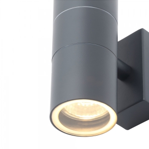 Forum Lighting  ZN-20941-ANTH-65 Leto Anthracite IP65  Up + Down GU10 Tubular Wall Light With Clear Glass Diffusers - Requires 2 x 7W GU10 LED Lamps 240V