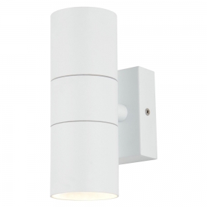 Forum Lighting  ZN-20941-WHT-65 Leto White IP65  Up + Down GU10 Tubular Wall Light With Clear Glass Diffusers - Requires 2 x 7W GU10 LED Lamps 240V