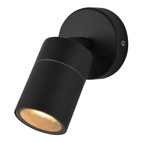 Forum Lighting  ZN-26536-BLK-65 Leto Black IP65 Adjustable Round GU10 Spotlight With Clear Glass Diffuser - Requires 1 x 7W GU10 LED Lamp 240V