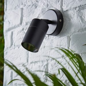 Forum Lighting  ZN-26536-BLK-65 Leto Black IP65 Adjustable Round GU10 Spotlight With Clear Glass Diffuser - Requires 1 x 7W GU10 LED Lamp 240V