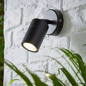 Forum Lighting  ZN-26536-BLK-65 Leto Black IP65 Adjustable Round GU10 Spotlight With Clear Glass Diffuser - Requires 1 x 7W GU10 LED Lamp 240V