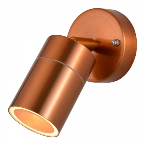 Forum Lighting  ZN-26536-COP-65 Leto Copper IP65 Adjustable Round GU10 Spotlight With Clear Glass Diffuser - Requires 1 x 7W GU10 LED Lamp 240V
