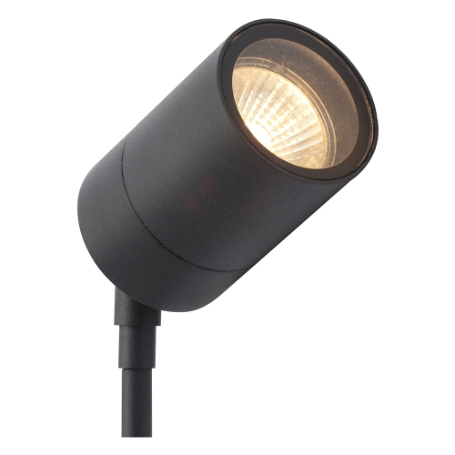 Forum Lighting  ZN-29180-BLK-65 Leto Black IP65 Dual Mount Round GU10 Ground Spotlight With Clear Glass Diffuser, Screw-In Spike & Deck Mount - Requires 1 x 7W GU10 LED Lamp 240V