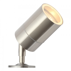 Forum Lighting  ZN-29180-SST-65 Leto Stainless Steel IP65 Dual Mount Round GU10 Ground Spotlight With Clear Glass Diffuser, Screw-In Spike & Deck Mount - Requires 1 x 7W GU10 LED Lamp 240V