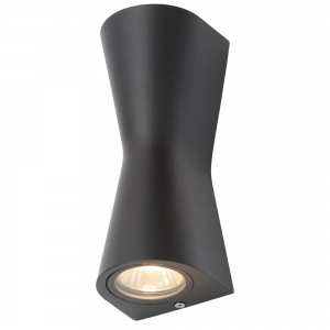 Forum Lighting ZN-29347-BLK Skye Black IP44 Double Cone Up + Down GU10 Wall Light - Requires 2 x 7W GU10 LED Lamps 240V