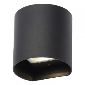 Forum Lighting ZN-29995-BLK Maui Black IP54 8W 620Lm Cylinder Style LED Up + Down Wall Light With Cool White LEDs 240V