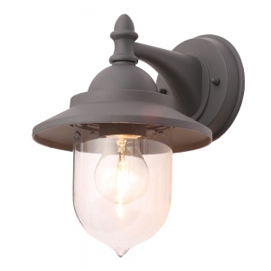 Forum Lighting ZN-31757-ANTH Leek Anthracite IP44 Traditional Mini Fishermans Lantern With Clear Diffuser - Requires 1 x 10W GLS ES LED Lamp 240V