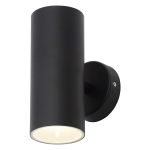 Forum Lighting ZN-33460-BLK-65 Melo Black IP65 2 x 5W 850Lm LED Up + Down Tubular Wall Light With Cool White 4000K LEDs 240V