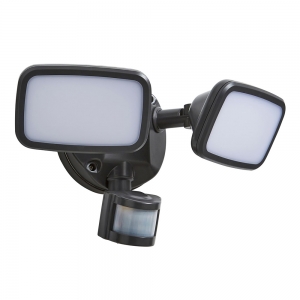 Forum Lighting ZN-35688-DGRY Lynn Dark Grey IP65 2 x 10W 1624Lm Adjustable LED Twin Head Spotlight With Adjustable 180° | 5m-12m PIR & Cool White 4000K LEDs 240V