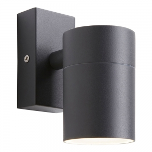 Forum Lighting ZN-37940-ANTH-65 Leto Anthracite IP65 Down GU10 Tubular Wall Light With Clear Glass Diffuser - Requires 1 x 7W GU10 LED Lamp 240V